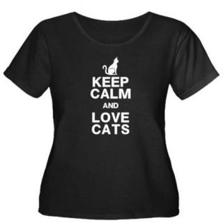  Women's Plus Size Keep Calm Love Cats T Shirt