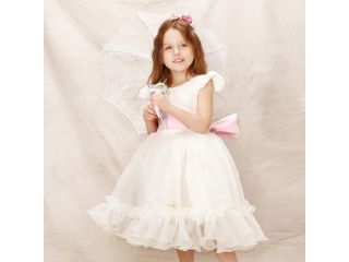 Hanakimi® Girl White Satin Tulle Classical Fairy Flower Girl Dresses 