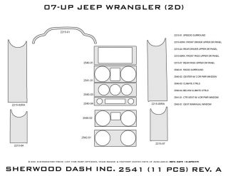2007 2010 Jeep Wrangler Wood Dash Kits   Sherwood Innovations 2541 CF   Sherwood Innovations Dash Kits