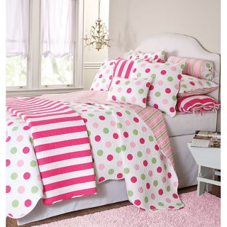 Dots and Spots 3 piece Pink/ Green Quilt Set  ™ Shopping
