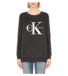 CALVIN KLEIN   Logo print cotton jersey sweatshirt