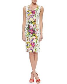 Carolina Herrera Floral Confetti Print Sheath Dress