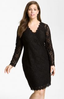 Adrianna Papell Lace Overlay Sheath Dress (Plus)