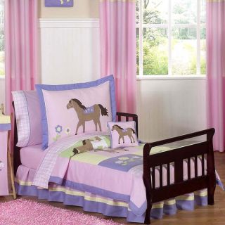 Sweet Jojo Designs Girl Pony Horse Toddler 5 piece Comforter Set