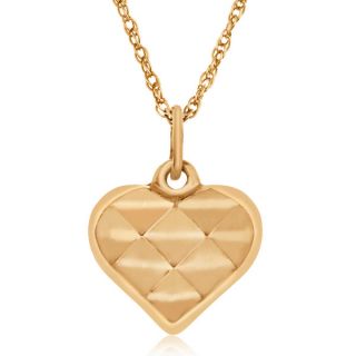 Gioelli 14k Yellow Gold Diamond cut Heart Pendant Necklace   16109407