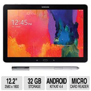 Samsung Galaxy Note Pro   12.2 (2560 x 1600) TFT LCD Display, Android 4.4 KitKat, 32GB Storage,  8MP Rear/2MP Front Camera, S Pen Included, Black   SM P9000ZKVXAR