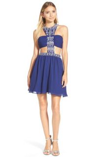 Steppin Out Embellished Cutout Skater Dress