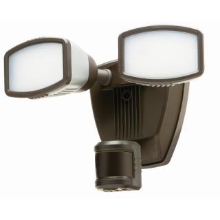 Secure Home 240 Degree 2 Head Dual Detection Zone Bronze LED Motion Activated Flood Light with Timer