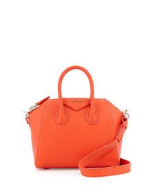 Givenchy Antigona Mini Leather Satchel Bag, Burnt Orange