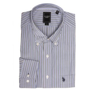 US Polo Mens Blue/White Pinstripe Dress Shirt   Shopping