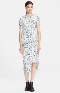 Helmut Lang Strata Print Drape Jersey Dress