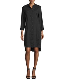 Eileen Fisher 3/4 Sleeve Linen Blend High Low Dress, Plus Size