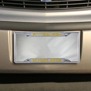 Pittsburgh Steelers Small Over Small Team Silver Glitter Metal License Plate Frame