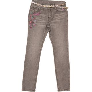 Jordache Girls' Belted Embroidered Skinny Denim Jeans