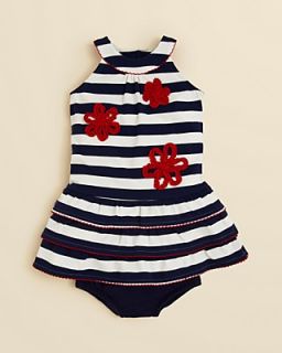Hartstrings Infant Girls' Flower Stripe Knit Dress & Panty Set   Sizes 12 24 Months