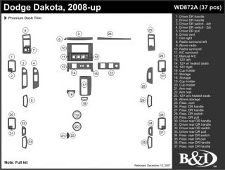 2008 2011 Dodge Dakota Wood Dash Kits   B&I WD872A DCF   B&I Dash Kits