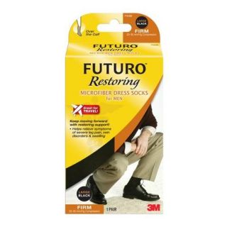 Futuro Microfiber Dress Socks for Men, Black, Large, 1 pair