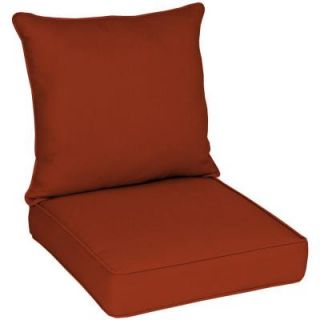 Hampton Bay Reversible Chili Red Solid Quick Dry Pillow Back Outdoor Deep Seating Cushion WC09002A 9D1