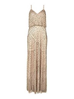 Adrianna Papell Art deco beaded dress Taupe