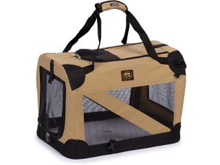 Pet Life H2KHMD 3M Collapsible Travel Soft Folding Pet Dog Crate Carrier with 3M Thinsulate Technology   Khaki   Medium