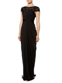 Adrianna Papell Venechia jersey gown with lace sleeves Black