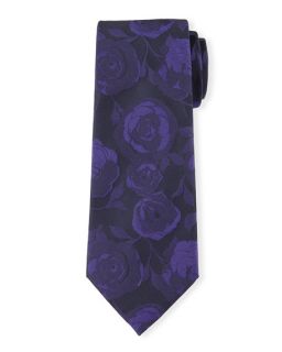 Davidoff Flowers Silk Tie, Purple