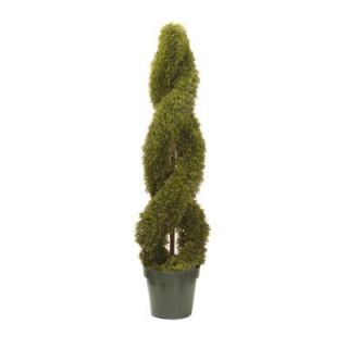 National Tree Company 4 ft. Double Cedar Spiral Tree in 9 in. Green Round Growers Pot LCDS4 702 48 1