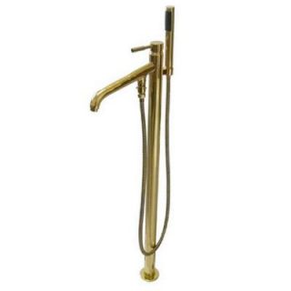 Aqua Eden Modern Single Handle Floor Mount Claw Foot Tub Faucet with Hand Shower in Polished Brass HKS8132DL