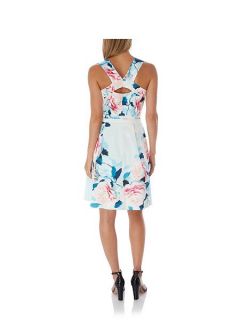 Yumi Rose Print Satin Party Dress Mint
