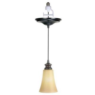 Worth Home Products 1 Light Brushed Bronze Instant Pendant Conversion Kit with Amber Suede Glass Shade PBN 0918 0011