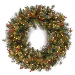 National Tree Company 36 Wintry Pine Wreath with Clear Lights