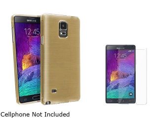 Insten Champagne Gold Silk TPU Case Cover with Clear Screen Protector for Samsung Galaxy Note 4 SM N910 1992772