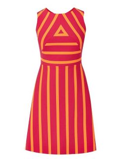 Karen Millen Graphic Block Stripe Dress Multi Coloured