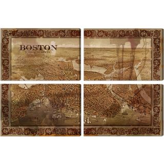 Port of Boston 1800s Map 4 Piece Graphic Art on Canvas by The Art