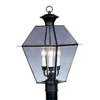 Livex Lighting 3 Light Outdoor Black Post Head with Clear Beveled Glass 2384 04