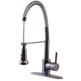 Ultra Faucets Euro Collection Single Handle Pull Down Kitchen Faucet with Spring Spout in Oil Rubbed Bronze 15720295