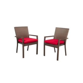 Hampton Bay Beverly Patio Dining Arm Chair with Cardinal Cushion (2 Pack) 65 23311A