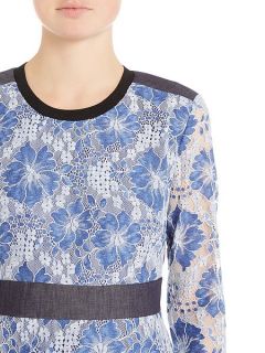 Sportmax Code Nilo long sleeve floral lace dress Blue