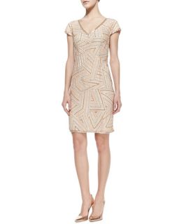 Phoebe by Kay Unger Cap Sleeve Beaded Cocktail Dress