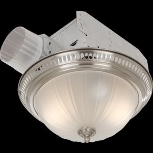 Broan 741SN Bathroom Fan, 70 CFM for 4" Ducts w/Incandescent Light (Not Included) & Frosted Glass   Satin Nickel