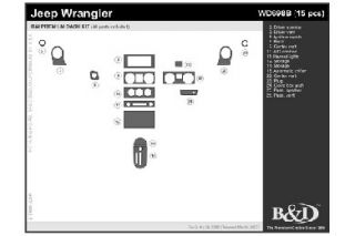 2007 2010 Jeep Wrangler Wood Dash Kits   B&I WD698B DCF   B&I Dash Kits