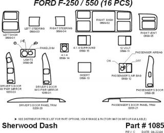 1999 2004 Ford F 350 Molded Dash Kits   Sherwood Innovations 1085 AL   Sherwood Factory Match Dash Kits