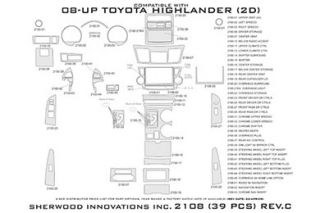 2008 2013 Toyota Highlander Wood Dash Kits   Sherwood Innovations 2108 R   Sherwood Innovations Dash Kits