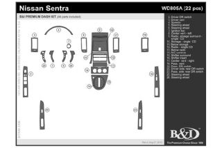 2007, 2008, 2009 Nissan Sentra Wood Dash Kits   B&I WD805A DCF   B&I Dash Kits