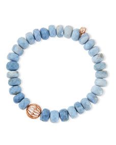 Sydney Evan 10mm Faceted African Opal Bead Bracelet with 14k Ball Spacer