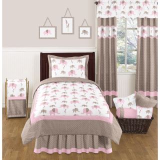 Sweet Jojo Designs Girls Elephant 4 piece Twin Comforter Set