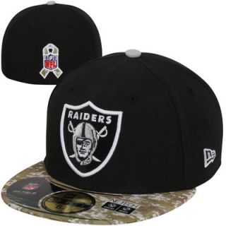 Oakland Raiders New Era Youth Salute To Service On Field 59FIFTY Fitted Hat   Black/Digital Camo