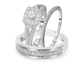 3/4 Carat T.W. Round Cut Diamond Women's Engagement Ring, Ladies Wedding Band, 