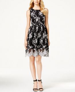 Calvin Klein Floral Lace Fit & Flare Dress   Dresses   Women