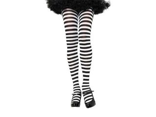 Striped Tights   Womens Black and White